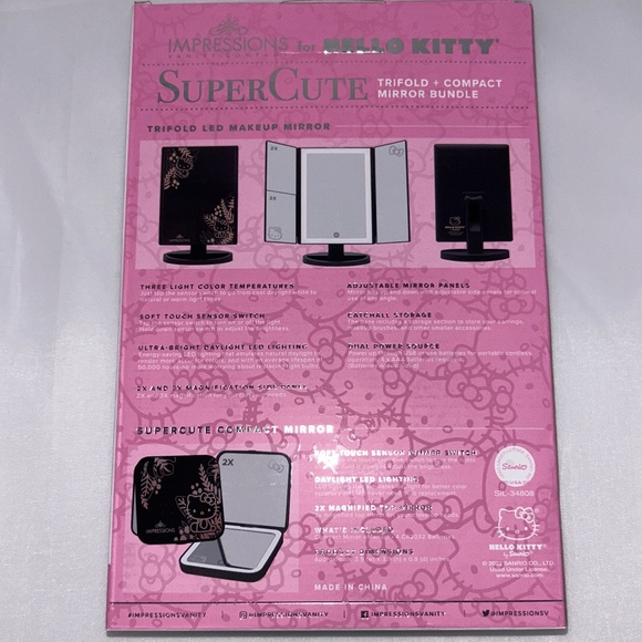 π Impressions Vanity Hello Kitty π Black Trifold Compact Makeup Mirror Set π - Picture 8 of 11